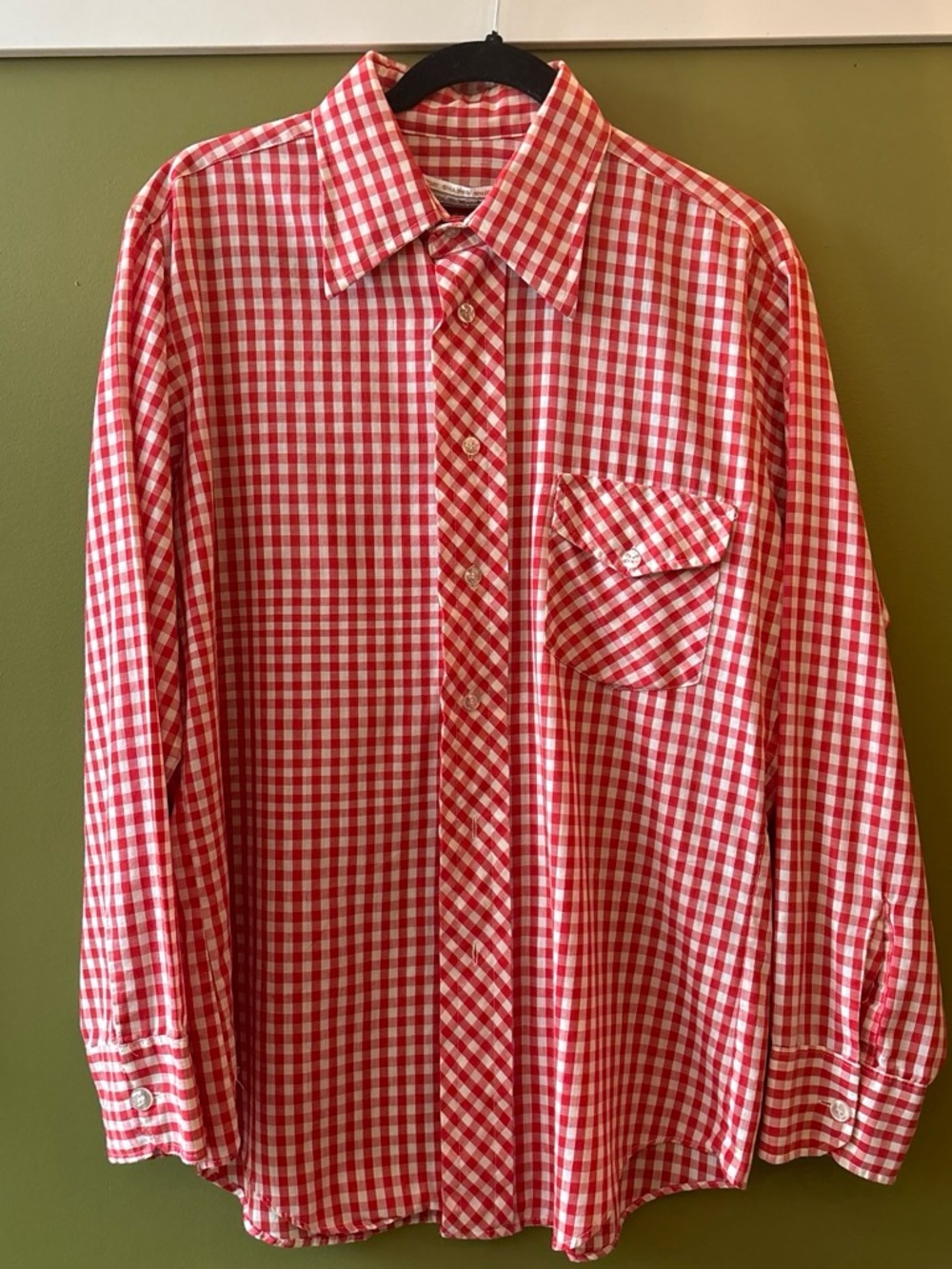 1970’s Sears Red and White Gingham Button-Down Shirt